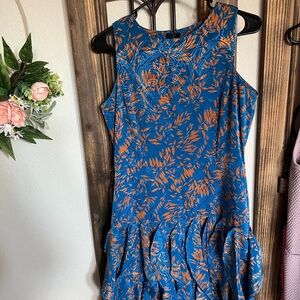Blue and Orange Sleeveless Dress